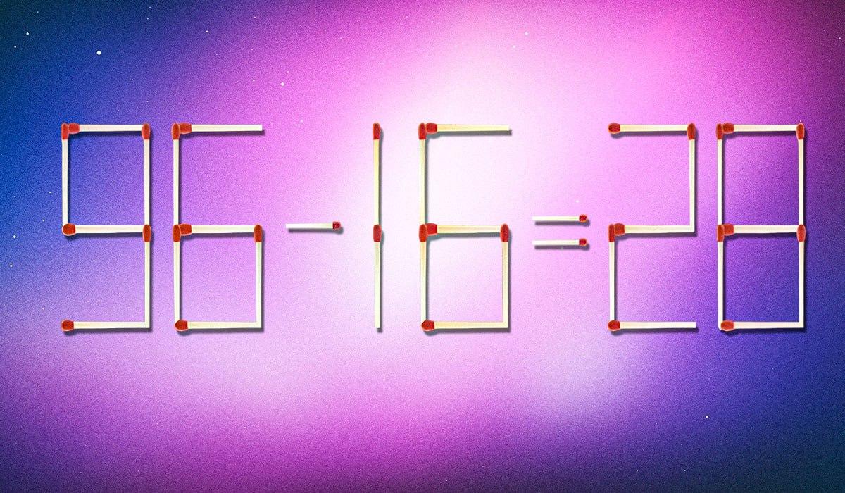 Du måste stryka 2 matchningar för att göra jämlikheten korrekt: ett pussel för genier