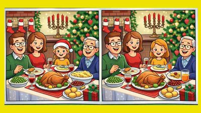 IQ-test: hitta 3 skillnader i en bild av en familjemiddag på 16 sekunder