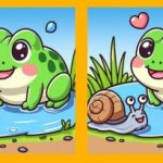 IQ-test: hitta 3 skillnader mellan en bild av en groda