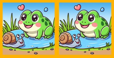 IQ-test: hitta 3 skillnader mellan en bild av en groda och en snigel på 17 sekunder